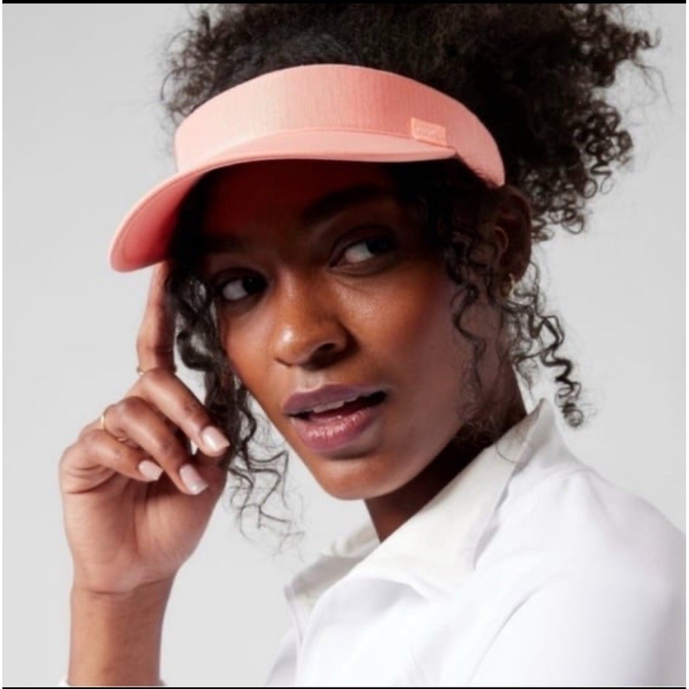 Athleta Women's Pink Ribbed Visor NWOT Activewear Tennis Golf Sports Hat Summer